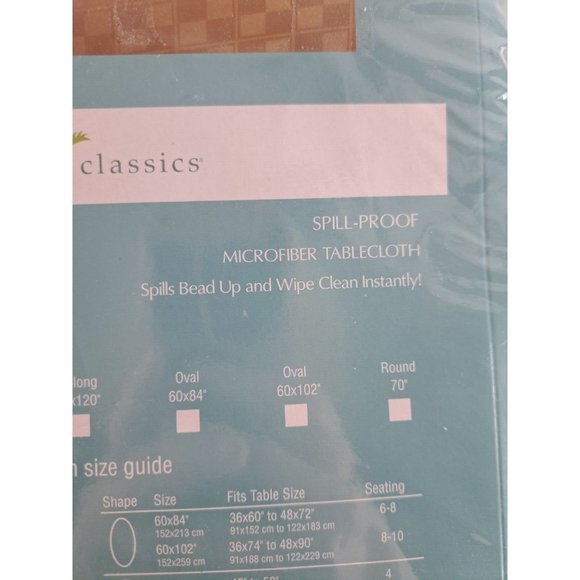 Kohls Tablecloth NEW Ivory Spill Proof Checked Square Oblong 52 x 70 Microfiber - Picture 6 of 7